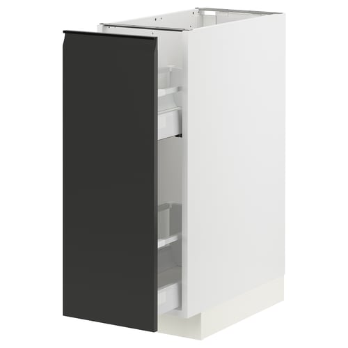 Meuble de cuisine METOD blanc avec tiroirs upplöv noirs, design moderne et épuré.