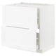Armoire de cuisine ikea METOD blanche avec tiroirs et étagères.