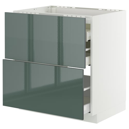 Alterner : armoire ikea METOD, vert foncé brillant, rectangulaire, tiroirs coulissants, design de cuisine moderne.