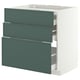 METOD / MAXIMERA Élément bas table cuisson/3fcs/3tir, blanc/Aspudden gris-vert foncé, 80x60 cm