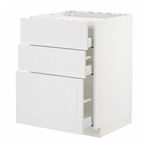 Unité de cuisine METOD blanche avec trois tiroirs. Design épuré et moderne.