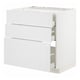 Armoire de cuisine ikea METOD blanche avec trois tiroirs.