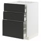 Armoire de cuisine moderne ikea METOD noire avec trois tiroirs, design élégant.