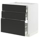 Armoire de cuisine moderne avec trois tiroirs noir mat, design élégant et minimaliste, idéale pour les intérieurs contemporains.
