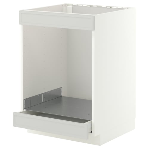 METOD / MAXIMERA Élément bas table cuisson/four+tir, blanc/Aspudden gris clair, 60x60 cm