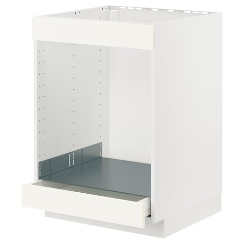 Armoire de cuisine METOD blanche avec façade vallstena, forme rectangulaire et tiroir lisse.