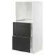 Rangement de cuisine moderne : METOD, blanc et gris foncé, modulaire, étagères réglables, poignées encastrées.