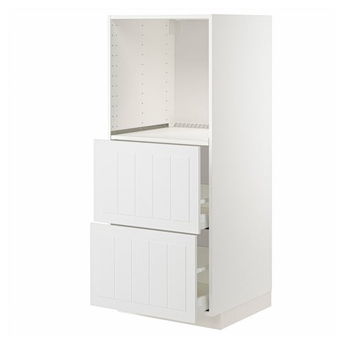 Unité de cuisine METOD blanche : 3 tiroirs, étagère réglable, design moderne. Blanche, rectangulaire, intégrée.