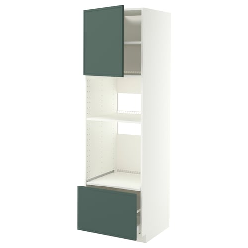 METOD / MAXIMERA Élément haut pr appareils encastrés, blanc/Aspudden gris-vert foncé, 60x60x200 cm