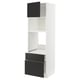 Unité de cuisine METOD blanche avec portes nickeby noires, rangements modernes et réglables.