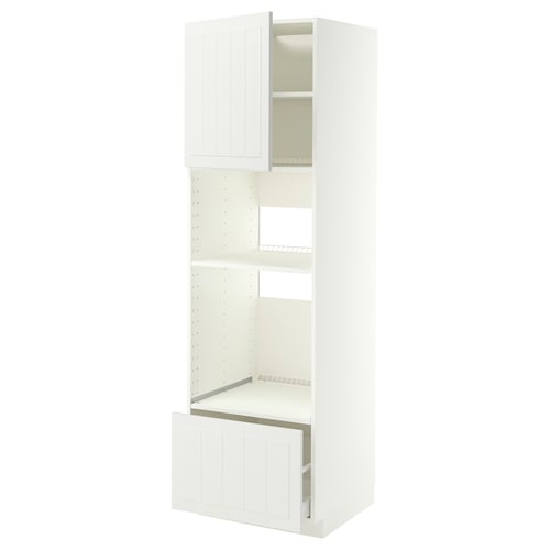 METOD / MAXIMERA Élément haut pr appareils encastrés, blanc/Stensund blanc, 60x60x200 cm