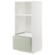 Un meuble de cuisine METOD blanc avec un tiroir vert. Il possède une étagère ouverte et un tiroir escamotable. Le cabinet est rectangulaire et aux lignes modernes.