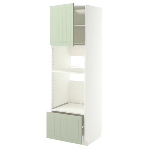 METOD / MAXIMERA Élément haut pr appareils encastrés, blanc/Stensund vert clair, 60x60x200 cm