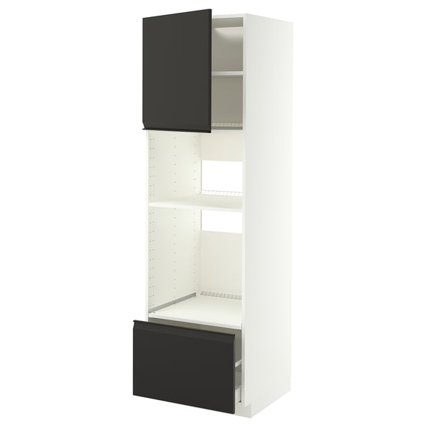 METOD / MAXIMERA Élément haut pr appareils encastrés, blanc/Upplöv anthracite mat, 60x60x200 cm