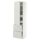 METOD / MAXIMERA Élément haut+tablettes/4tir/pte/2fc, blanc/Aspudden gris clair, 60x60x220 cm