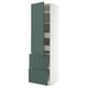 METOD / MAXIMERA Élément haut+tablettes/4tir/pte/2fc, blanc/Aspudden gris-vert foncé, 60x60x220 cm