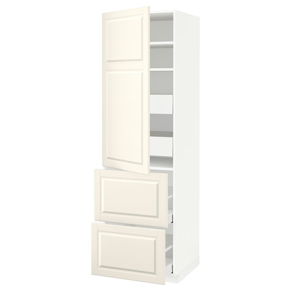 Armoire de cuisine METOD blanc cassé avec portes et tiroirs au design classique.