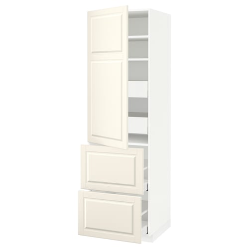 Armoire de cuisine METOD blanc cassé avec portes et tiroirs au design classique.