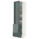 Armoire moderne vert brillant avec tiroirs et étagères, design élégant, poignées métalliques.