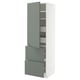 Armoire de cuisine moderne METOD avec tiroirs gris-vert et étagères réglables.