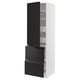 Armoire de cuisine moderne en noir et blanc avec un design élégant et des étagères réglables.