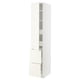 Armoire blanche, verticale, avec étagères et tiroirs, design minimaliste.