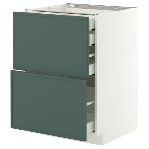 METOD / MAXIMERA Élt bas 2faces/2tir bas+1moy+1haut, blanc/Aspudden gris-vert foncé, 60x60 cm
