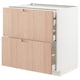 Armoire de cuisine moderne en bois clair METOD avec cadre blanc, 2 tiroirs et poignées élégantes.