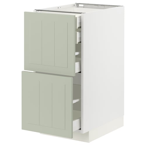 Armoire de cuisine METOD en vert avec tiroirs coulissants.