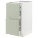 Armoire de cuisine METOD en vert avec tiroirs coulissants.