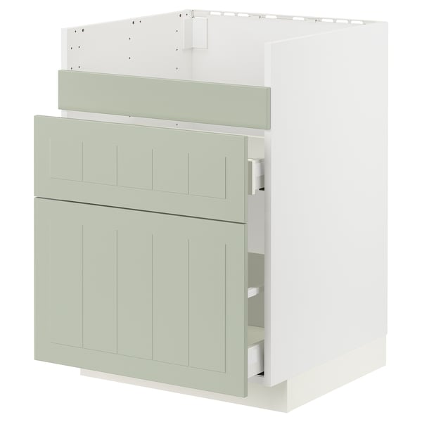 Armoire de cuisine verte METOD avec tiroirs faciles à manœuvrer.