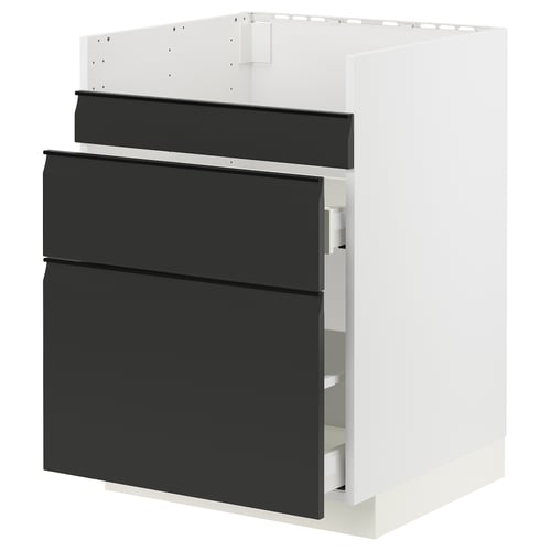 Armoire de cuisine moderne : METOD avec façades en upplöv noirs, style minimaliste élégant, finition mate foncée.