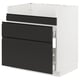Armoire de cuisine METOD en noir et blanc, design épuré avec trois tiroirs.