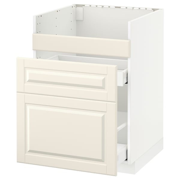 Meuble de cuisine METOD, blanc, avec tiroir lisse, bords biseautés, épaisseur 18 mm.