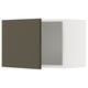 Armoire de cuisine blanche et marron foncé, forme carrée, design moderne au style minimaliste.