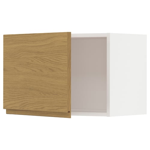 Meuble de cuisine METOD avec façade en chêne, côtés blancs, design minimaliste, rectangulaire.