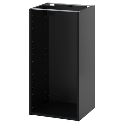 Meuble bas METOD en gris foncé, de forme carrée, à façade ouverte, en mélamine et en panneaux de particules.