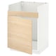 Meuble de cuisine METOD, blanc avec bois de frêne clair. Carré, à toit ouvert, étagères à l’intérieur.