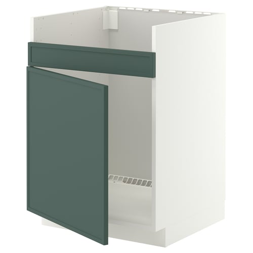METOD Rangemt bas pour évier 1 bac HAVSEN, blanc/Aspudden gris-vert foncé, 60x60 cm