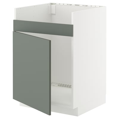 Il s’agit d’un meuble de cuisine METOD blanc et gris-vert au design moderne et avec une garantie de 25 ans.