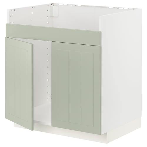 Meuble de cuisine METOD, vert, avec portes, intérieur blanc, rectangulaire, design à panneaux.