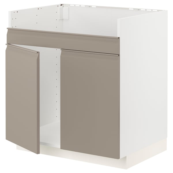 Représente une armoire de cuisine METOD dans une couleur beige élégante avec un design moderne. C’est un cadre robuste et des surfaces lisses.