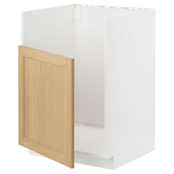 Meuble de cuisine METOD, blanc, porte en chêne, carré, design classique.