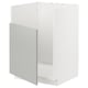 Armoire de cuisine blanche, forme carrée, design moderne, couleur gris clair, élégante et minimaliste.