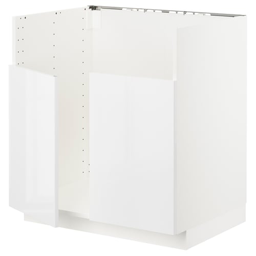 Armoire de cuisine blanche de la série ikeas METOD, dotée d’une porte brillante et d’un cadre robuste.