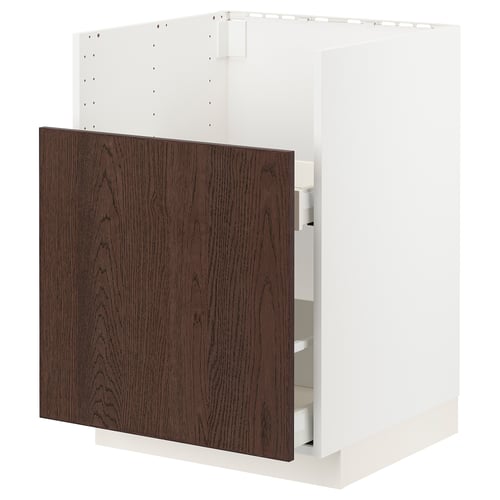 Armoire de cuisine METOD, bois blanc et foncé, rectangulaire, design moderne.