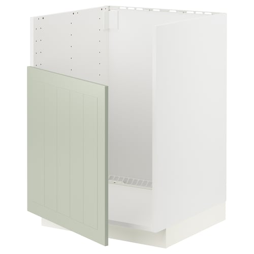 Armoire de cuisine METOD avec façades en stensund vert, cadre blanc, rainure verticale.
