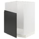 Armoire de cuisine noire moderne avec cadre blanc, design élégant, construction robuste.