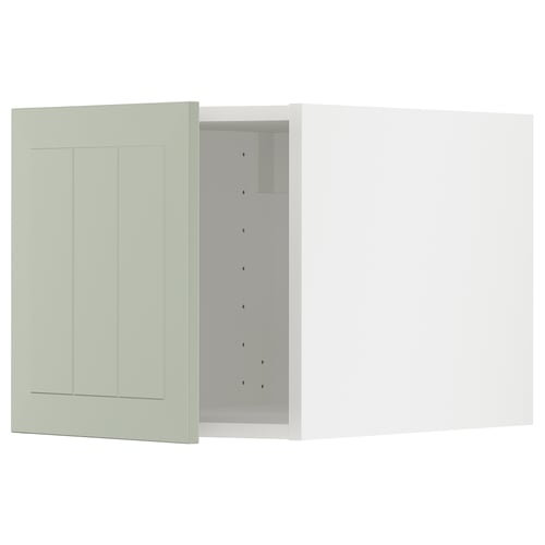 Une armoire de cuisine METOD verte avec un design à panneaux et des charnières à encliquetage.