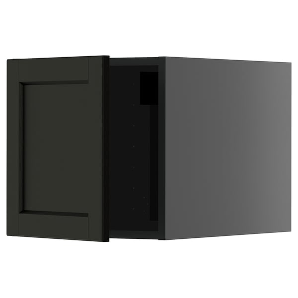 Armoire de cuisine noire avec porte unique, design moderne, finition bois foncé.